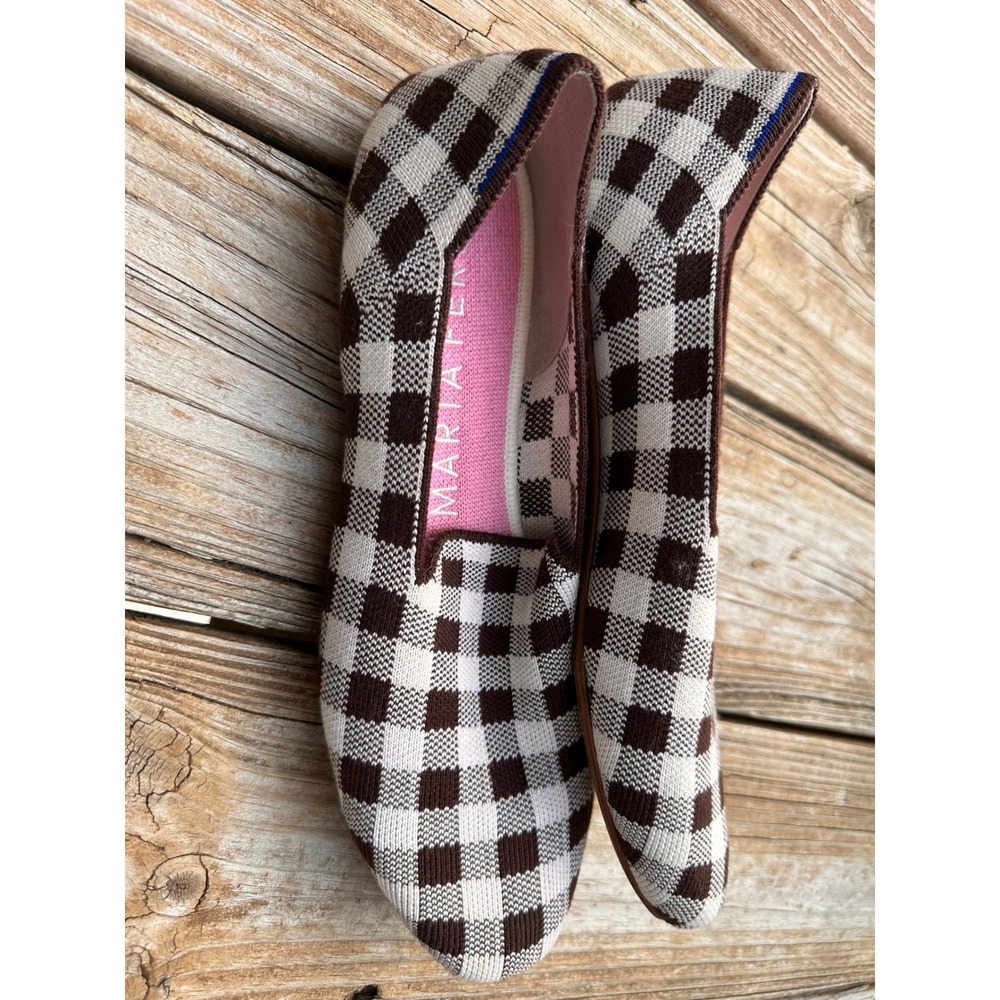 Rothy's x Marta Ferri Brown Check Gingham Loafers Flats Women 11 - Picture 3 of 7